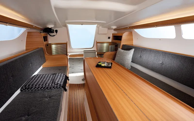 Salon of Kalmos, a Quorning Yachts Dragonfly 28 sailboat at Toulon, France
