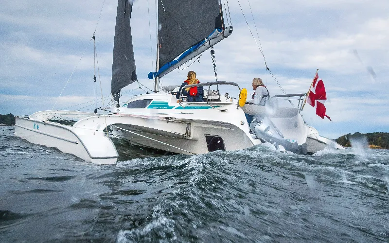 Exterior view of Kalmos, a Quorning Yachts Dragonfly 28 sailboat at Toulon, France