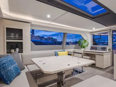 Salon of Moorings 5000 Exclusive, a Leopard 50 catamaran at Nassau, Bahamas