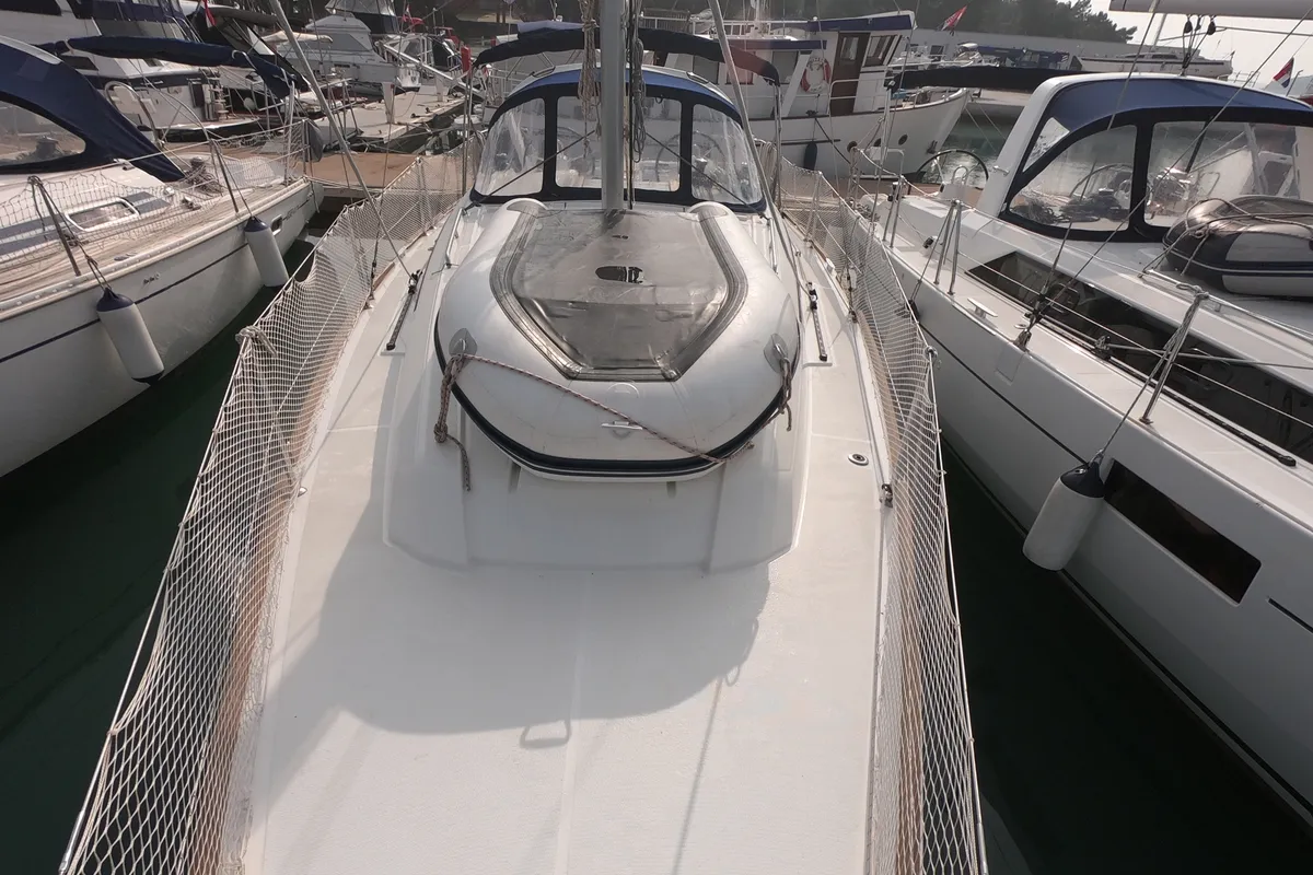 Deck of Abeona, a Beneteau Oceanis 35.1 sailboat at Medulin, Croatia