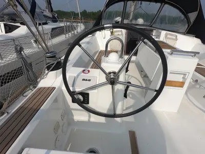 Cockpit of Abeona, a Beneteau Oceanis 35.1 sailboat at Medulin, Croatia