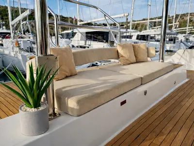 Deck of Friendship, a Bali 4.6 catamaran at Primošten, Croatia