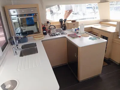 Galley of Ioanna, a Fountaine Pajot Astréa 42 catamaran at Municipal Unit of Lefkada, Greece