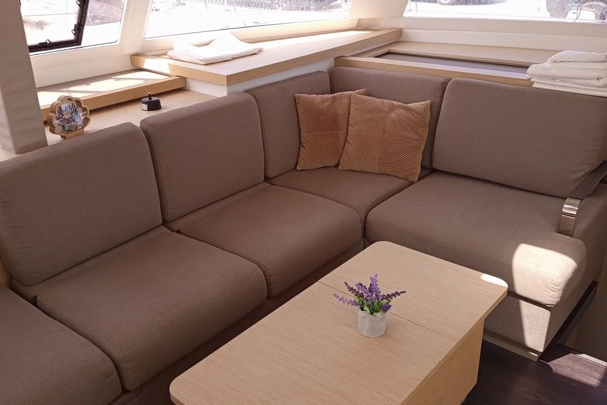 Salon of Ioanna, a Fountaine Pajot Astréa 42 catamaran at Municipal Unit of Lefkada, Greece