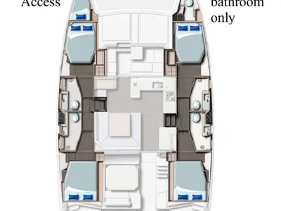 Floor plan of Prince Frederick, a Leopard 45 catamaran at Cannigione, Italy