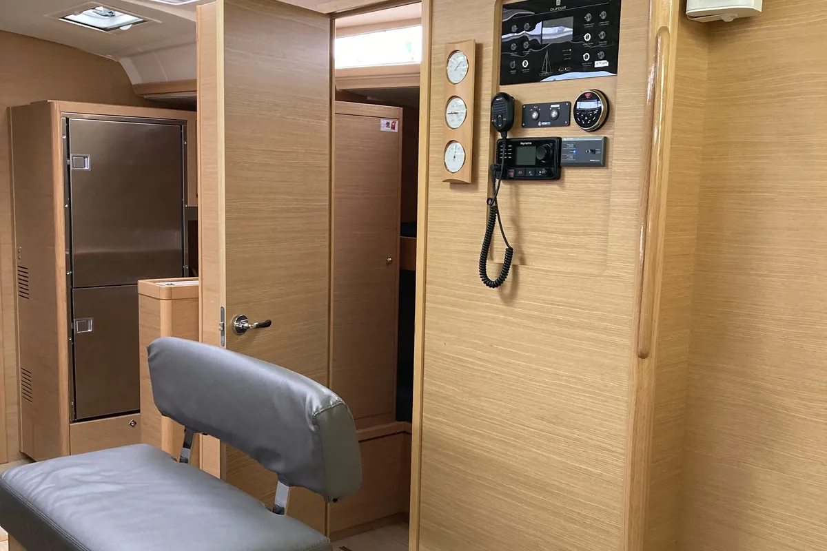 Salon of Gryffindor, a Dufour 530 sailboat at Olbia, Italy