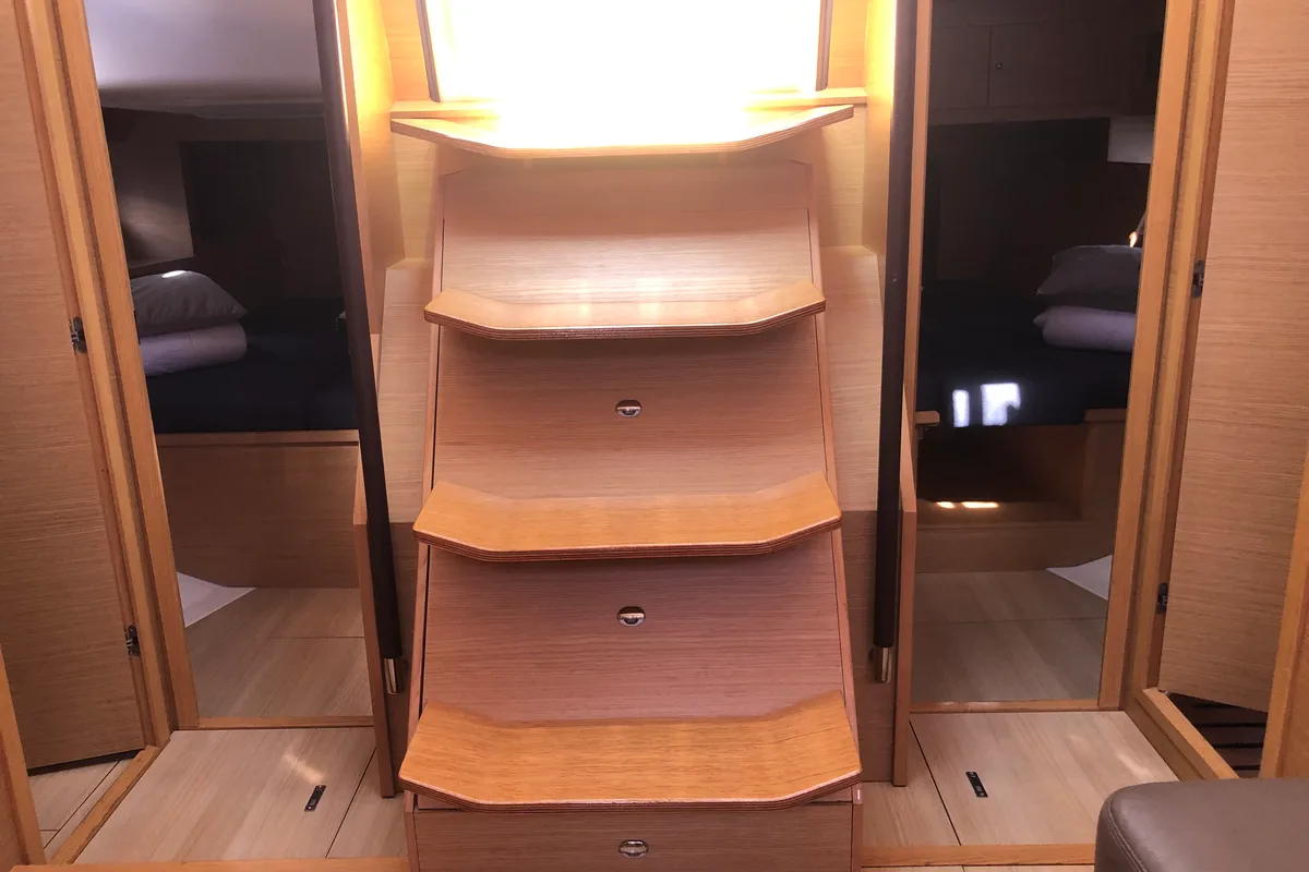 Cabin on Gryffindor, a Dufour 530 sailboat at Olbia, Italy