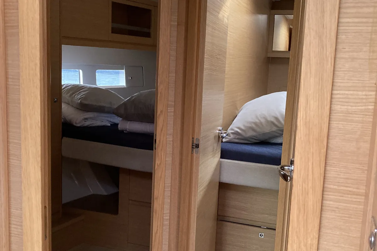 Cabin on Gryffindor, a Dufour 530 sailboat at Olbia, Italy