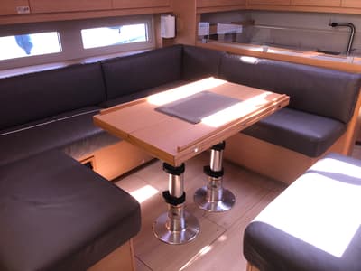 Salon of Gryffindor, a Dufour 530 sailboat at Olbia, Italy
