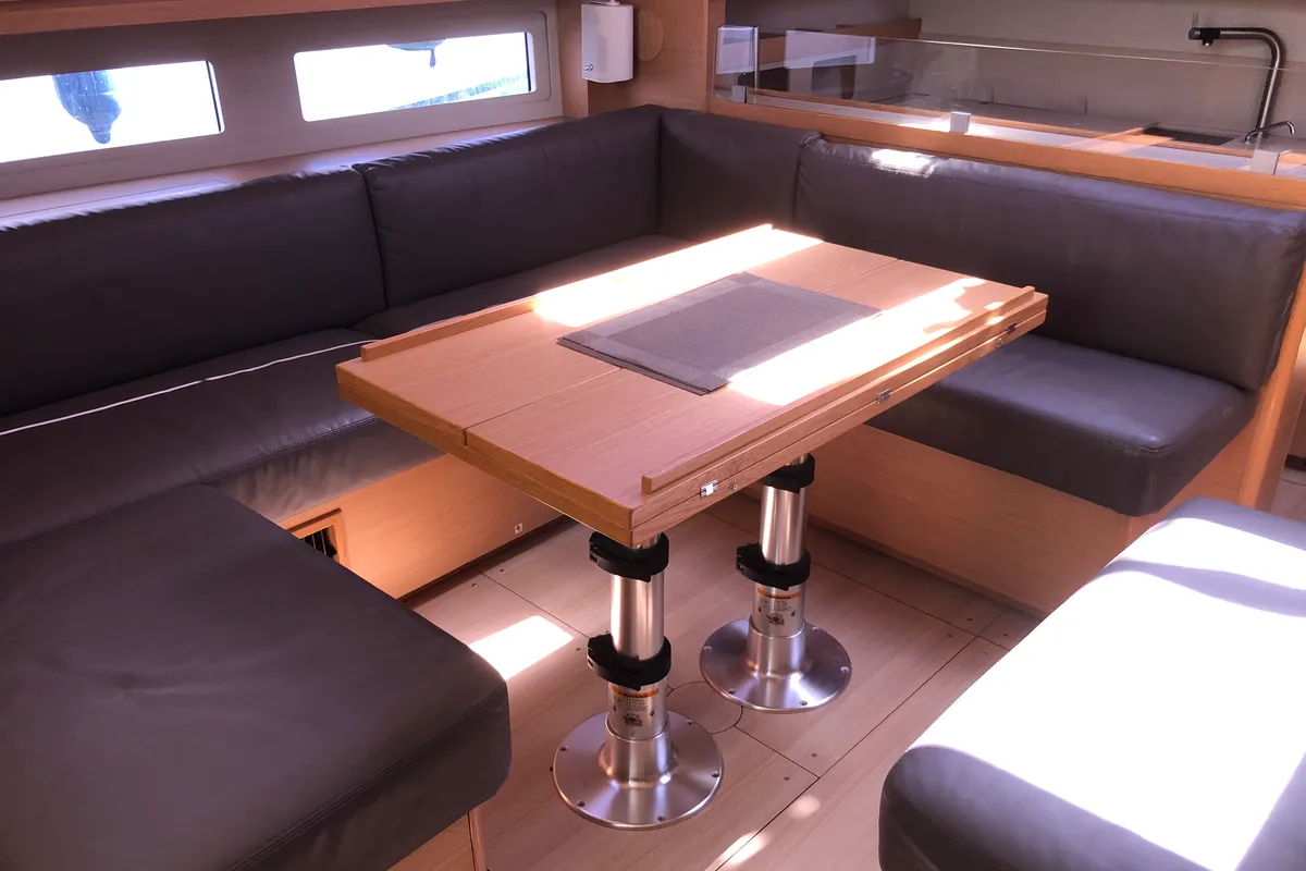 Salon of Gryffindor, a Dufour 530 sailboat at Olbia, Italy