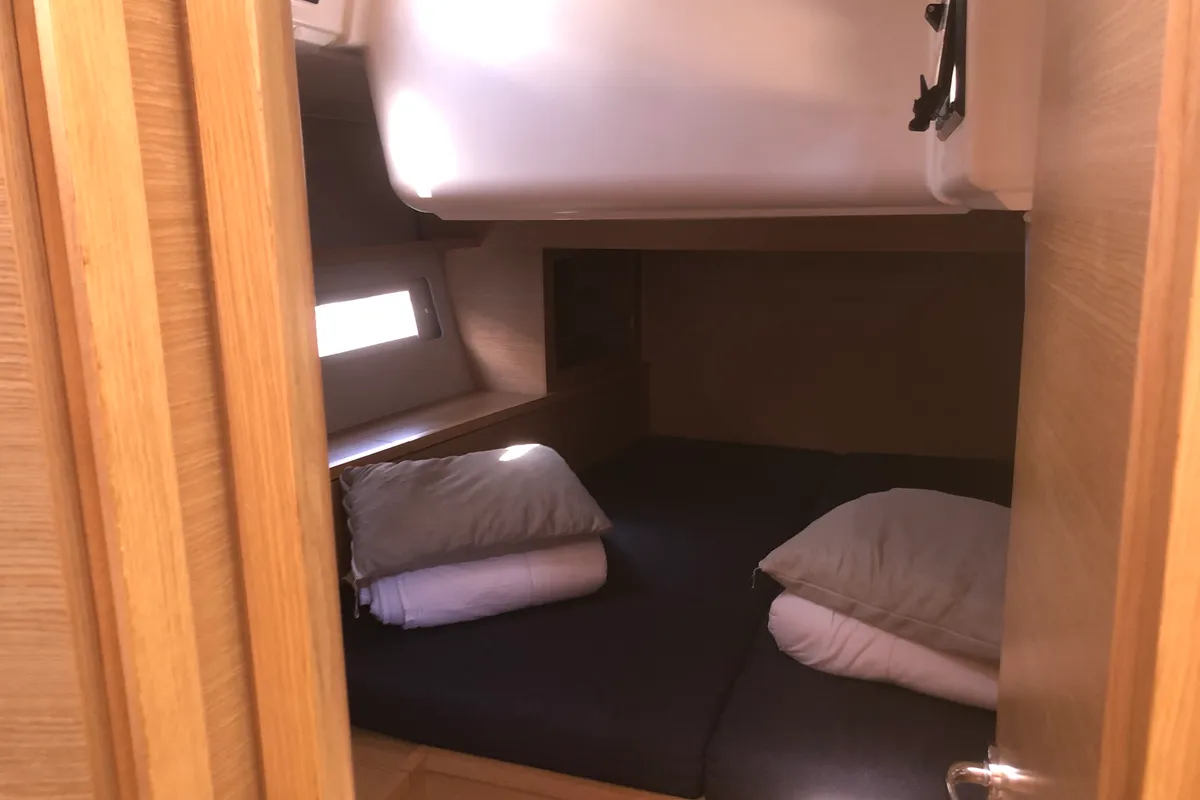 Cabin on Gryffindor, a Dufour 530 sailboat at Olbia, Italy