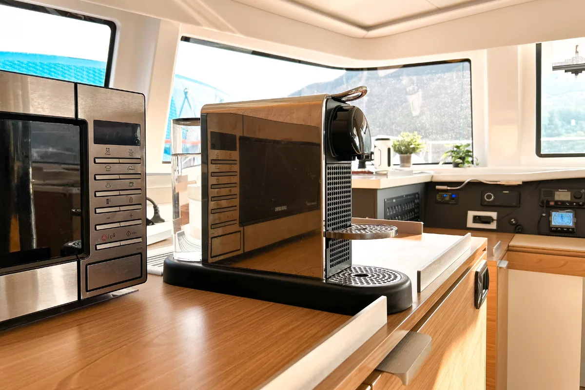 Galley of Baikal, a Bali 4.8 catamaran at Marmaris, Turkey