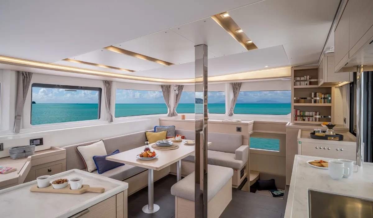 Salon of Frieda, a Lagoon 46 catamaran at Rogoznica, Croatia