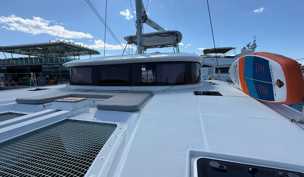 Deck of Frieda, a Lagoon 46 catamaran at Rogoznica, Croatia