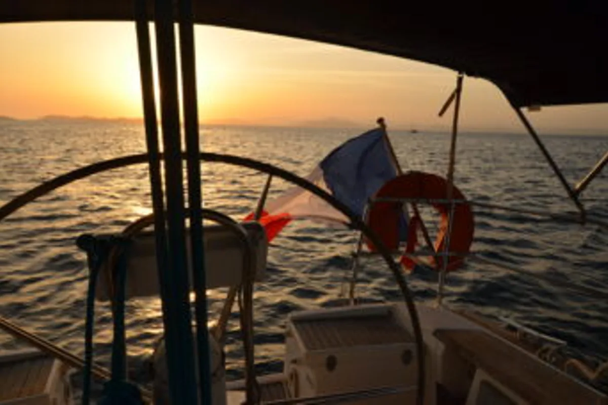 Cockpit of Leitmotiv II, a Dufour 44 - 3 cab.* sailboat at Toulon, France