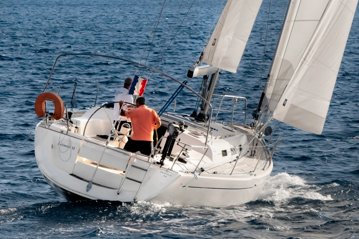 Exterior view of Leitmotiv II, a Dufour 44 - 3 cab.* sailboat at Toulon, France