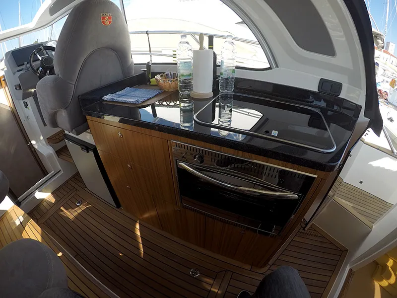 Galley of Aurora, a Marex 320 ACC motor yacht at Grad Šibenik, Croatia