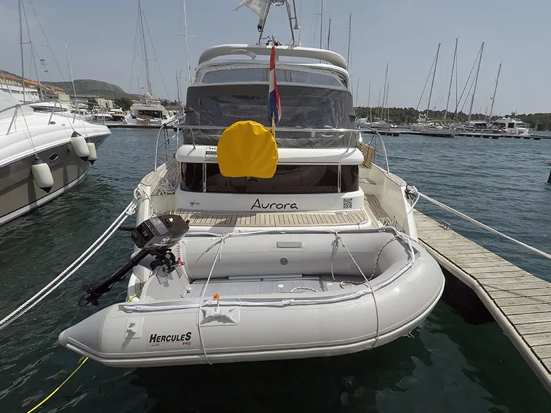 Exterior view of Aurora, a Marex 320 ACC motor yacht at Grad Šibenik, Croatia