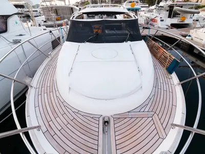 Deck of Aurora, a Marex 320 ACC motor yacht at Šibenik, Croatia