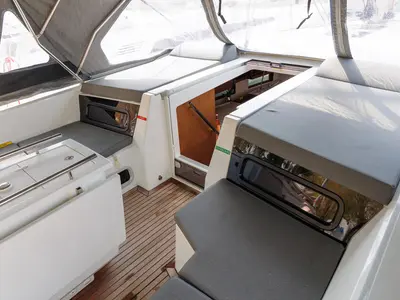 Deck of Solon, a Beneteau Oceanis 46.1 sailboat at Athens, Greece