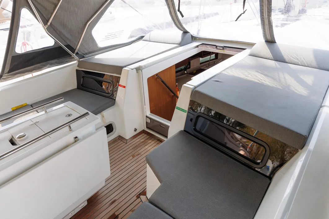 Deck of Solon, a Beneteau Oceanis 46.1 sailboat at Athens, Greece