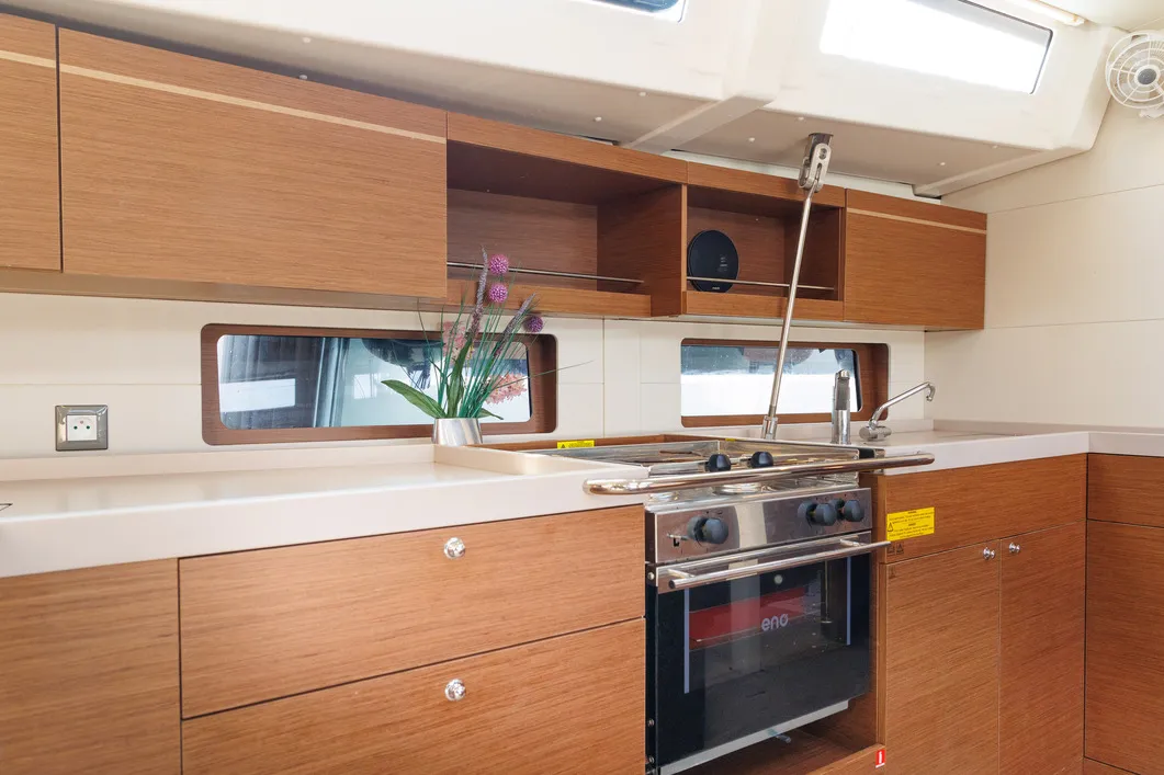 Galley of Solon, a Beneteau Oceanis 46.1 sailboat at Athens, Greece