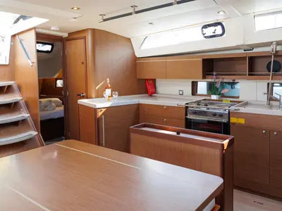 Salon of Solon, a Beneteau Oceanis 46.1 sailboat at Athens, Greece