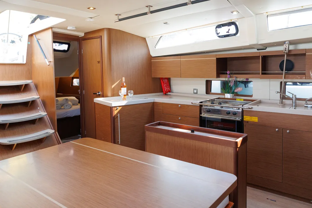 Salon of Solon, a Beneteau Oceanis 46.1 sailboat at Athens, Greece