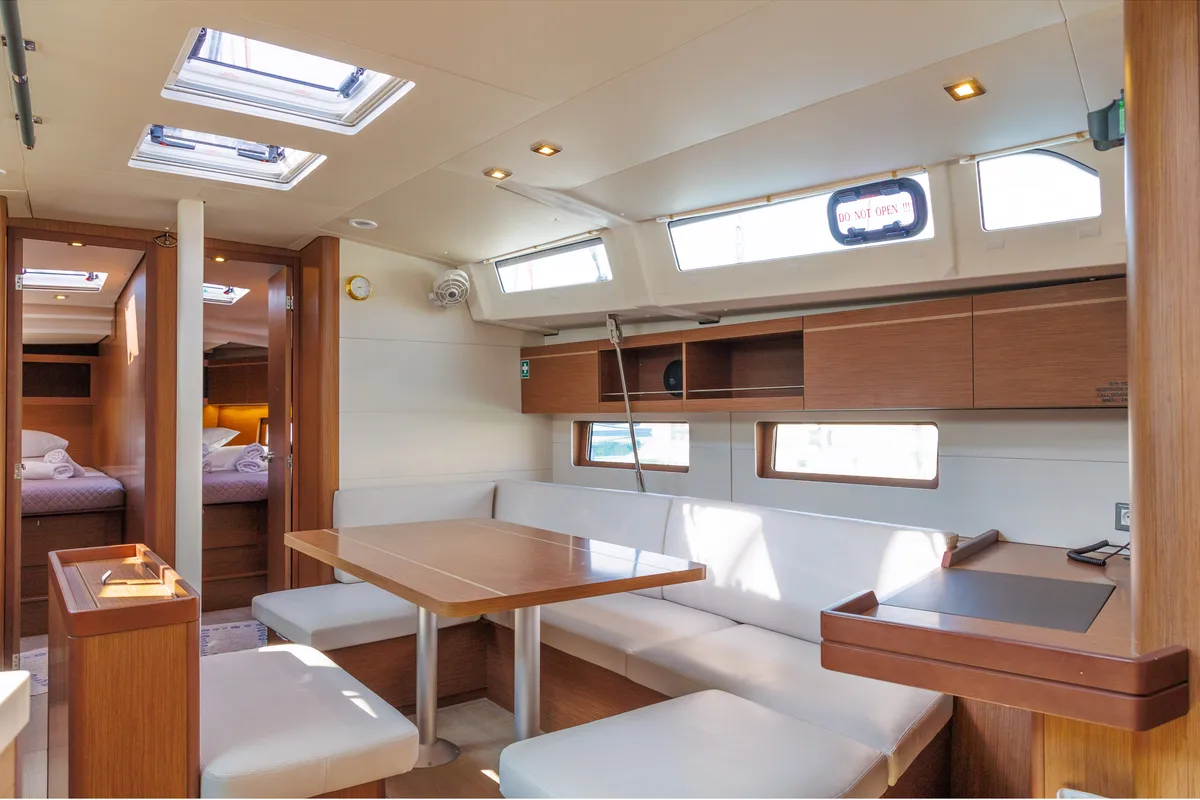 Salon of Solon, a Beneteau Oceanis 46.1 sailboat at Athens, Greece