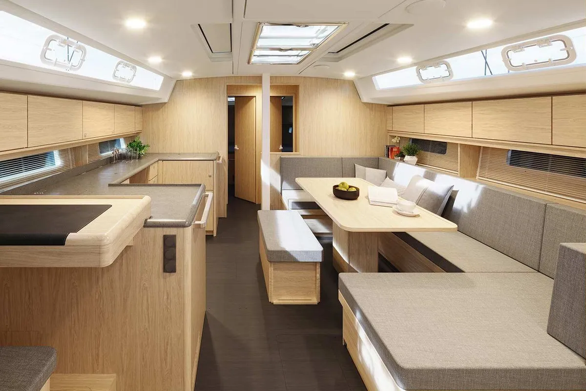 Salon of Infinity, a Bavaria C46 sailboat at Palma de Mallorca, Spain