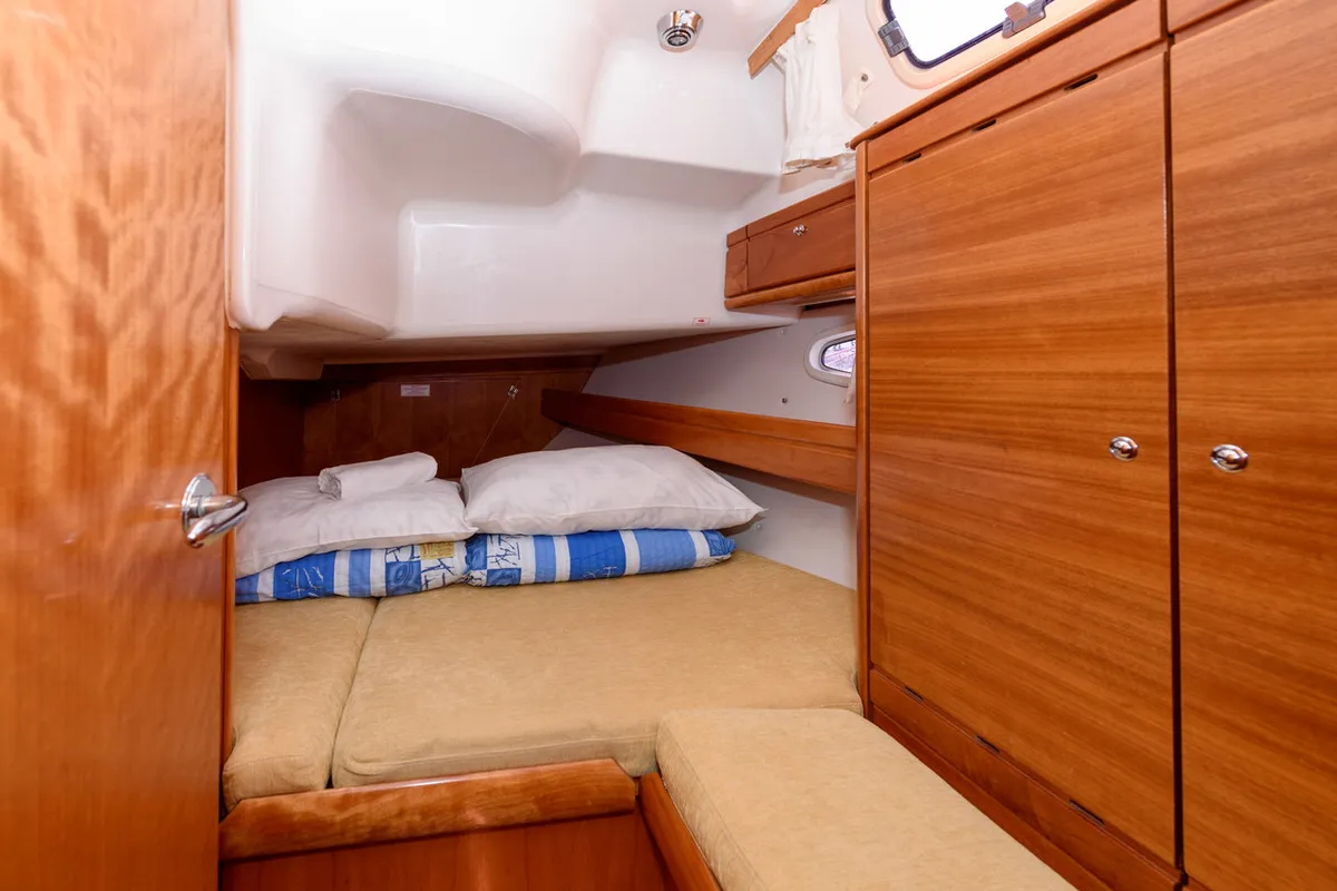 Cabin on Dorko, a Bavaria 39 Cruiser sailboat at Grad Trogir, Croatia