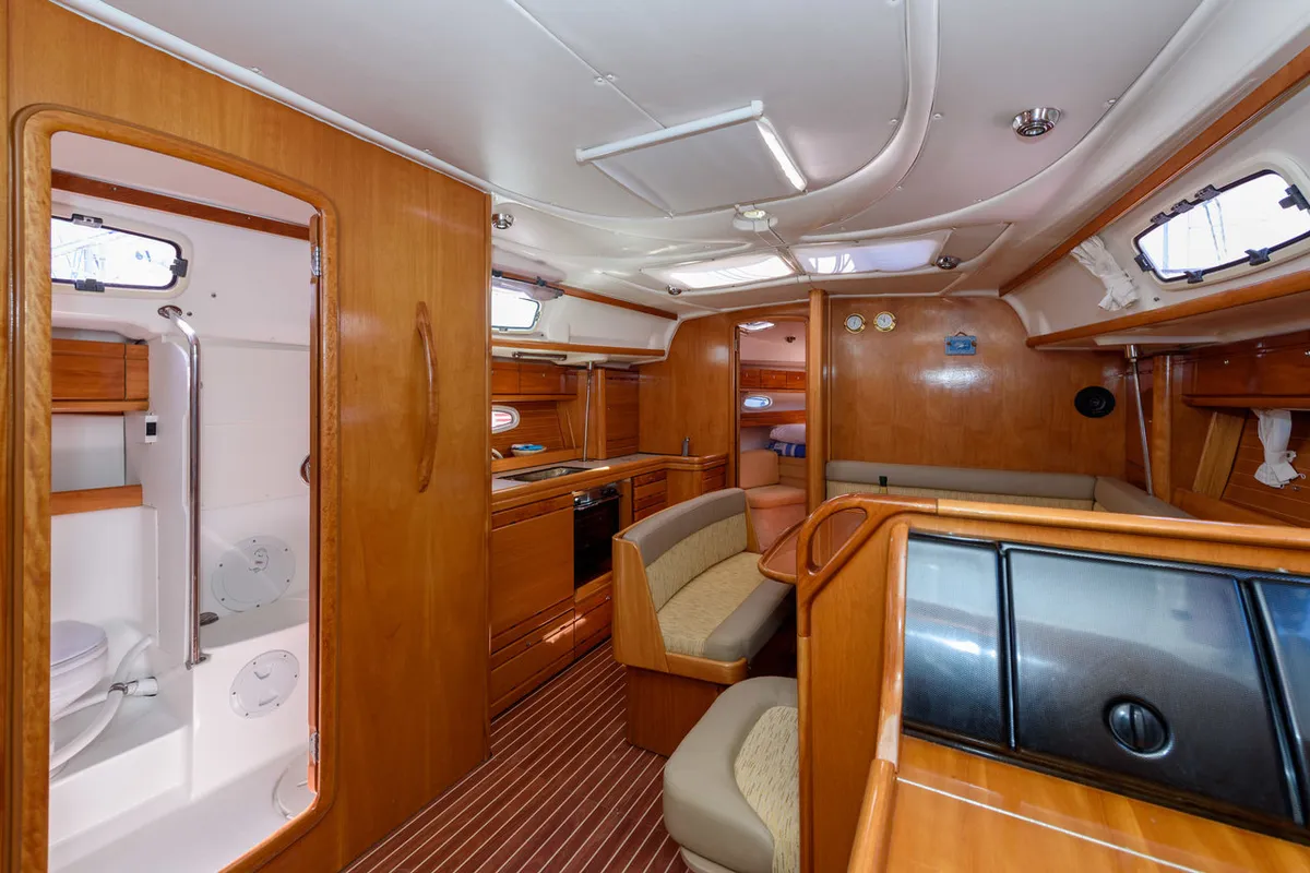 Salon of Dorko, a Bavaria 39 Cruiser sailboat at Grad Trogir, Croatia