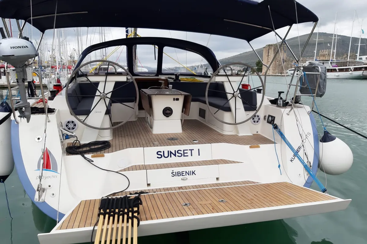 Exterior view of SUNSET I, a D&D Kufner 50 sailboat at Grad Trogir, Croatia