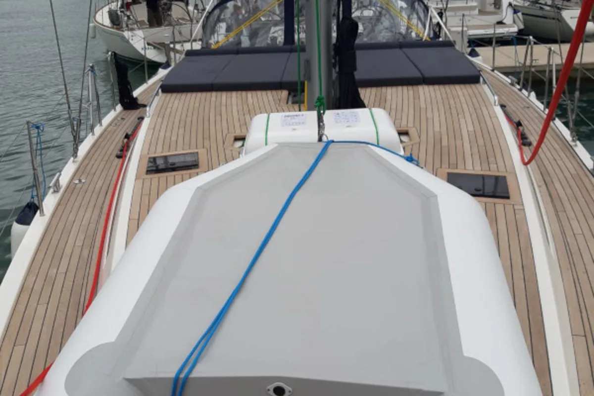 Deck of SUNSET I, a D&D Kufner 50 sailboat at Grad Trogir, Croatia