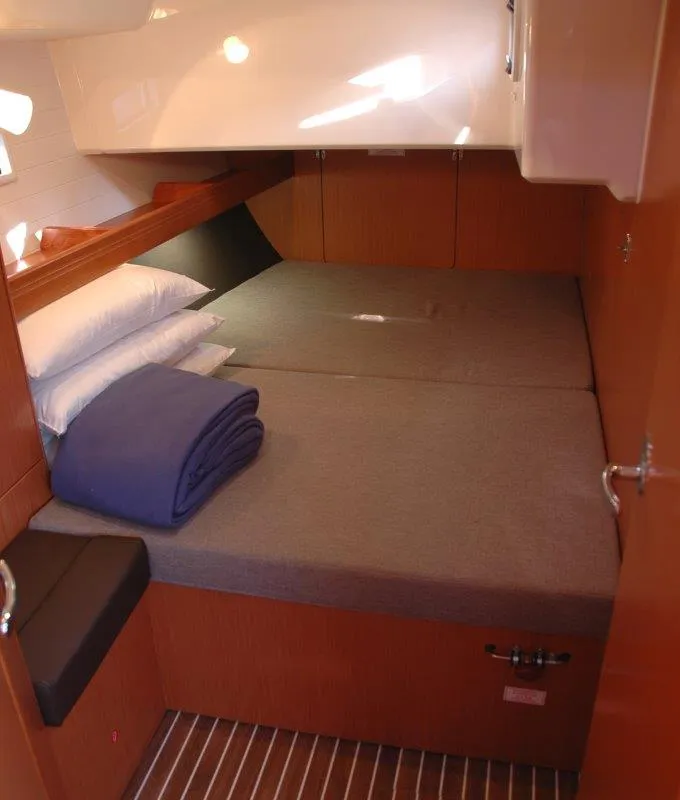 Cabin on Sadira, a Bavaria Cruiser 46 sailboat at Olbia, Italy
