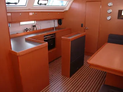 Galley of Sadira, a Bavaria Cruiser 46 sailboat at Olbia, Italy