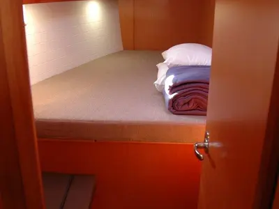 Cabin on Sadira, a Bavaria Cruiser 46 sailboat at Olbia, Italy