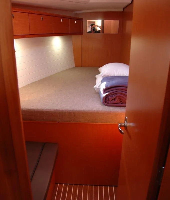 Cabin on Sadira, a Bavaria Cruiser 46 sailboat at Olbia, Italy