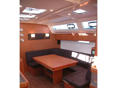 Salon of Sadira, a Bavaria Cruiser 46 sailboat at Olbia, Italy