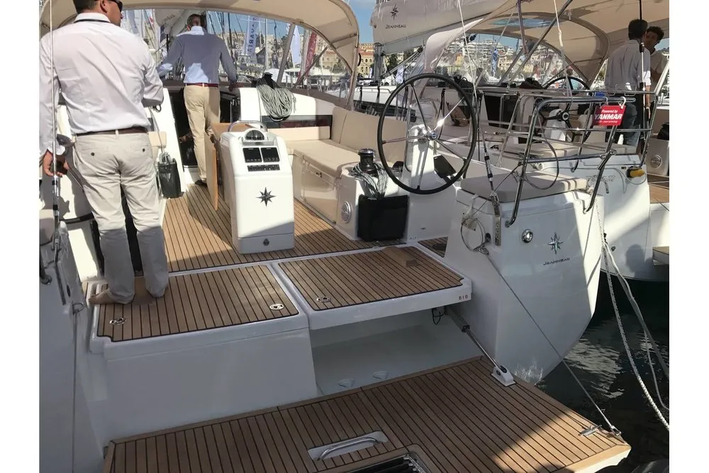 Cockpit of Kos 440.1, a Jeanneau Sun Odyssey 440 sailboat at Athens, Greece