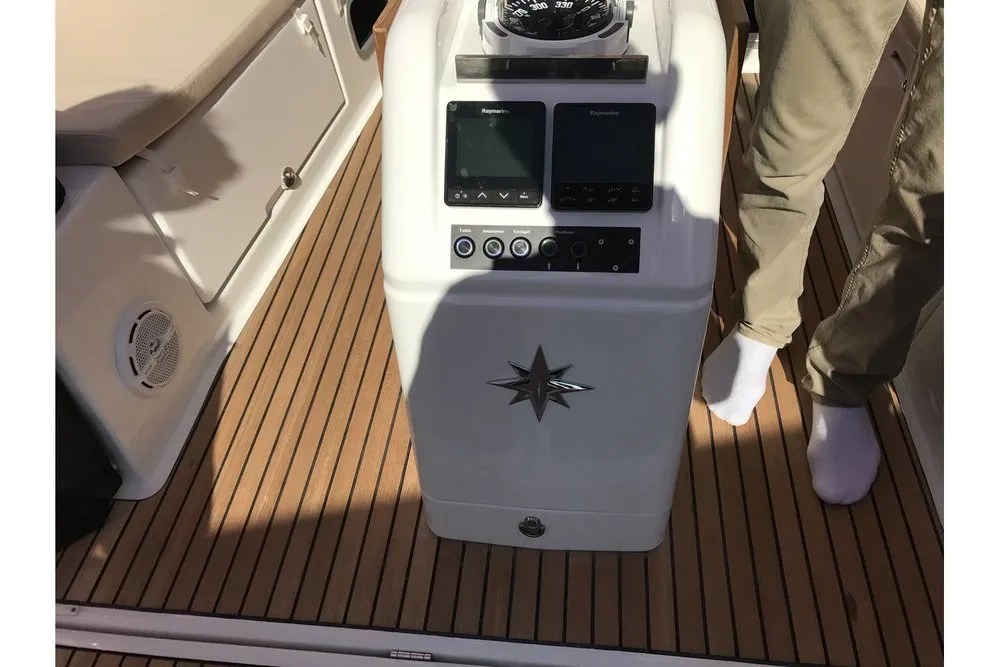 Cockpit of Kos 440.1, a Jeanneau Sun Odyssey 440 sailboat at Athens, Greece
