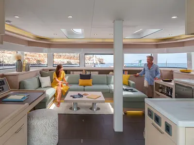Salon of Millenium, a Lagoon 55 Millenium catamaran at Split, Croatia
