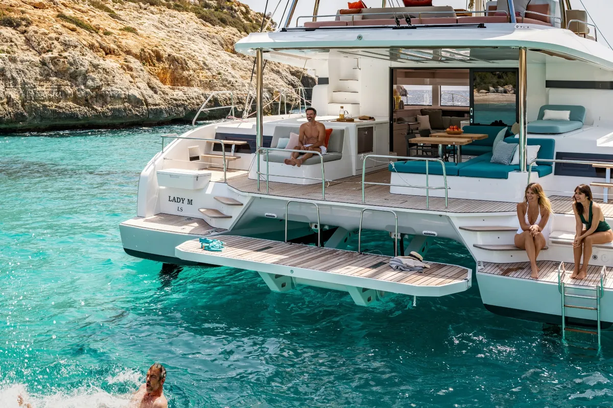 Deck of Millenium, a Lagoon 55 Millenium catamaran at Split, Croatia