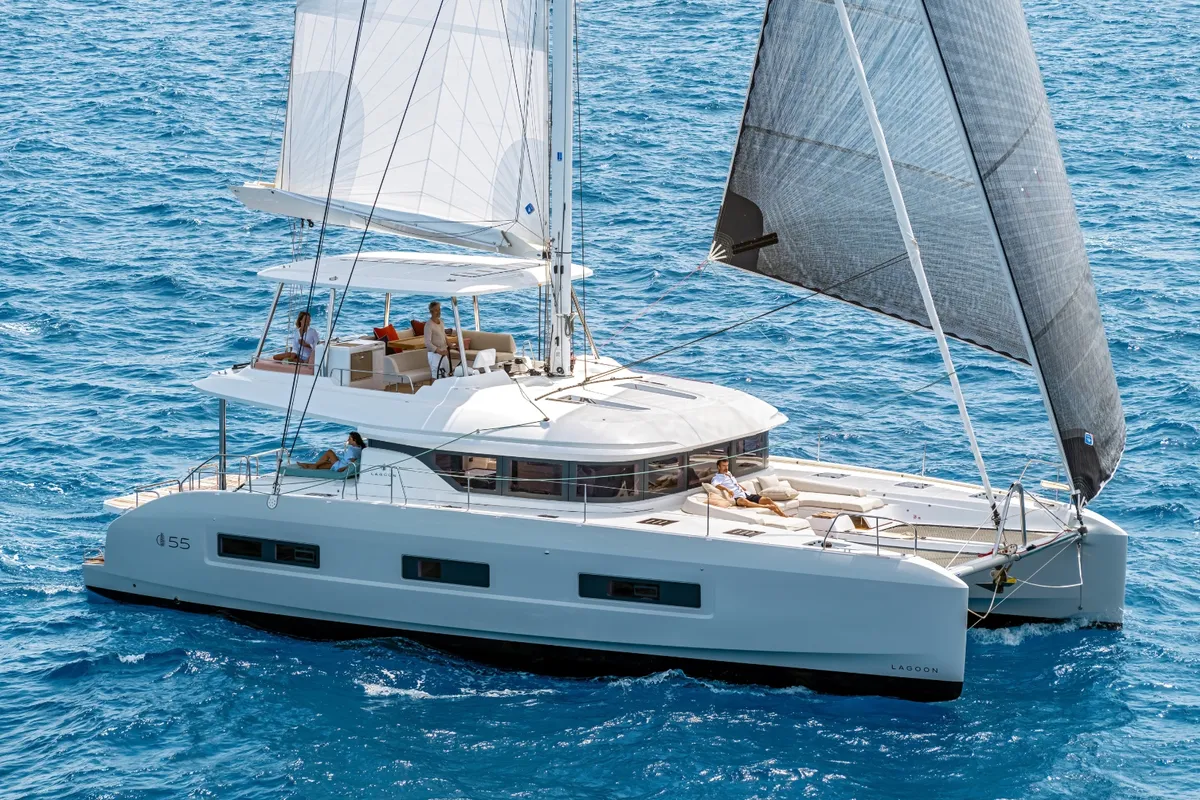 Exterior view of Millenium, a Lagoon 55 Millenium catamaran at Split, Croatia