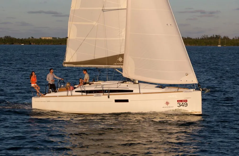 Exterior view of Adria Moon, a Jeanneau Sun Odyssey 349 sailboat at Punat, Croatia