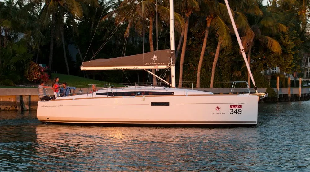 Exterior view of Adria Moon, a Jeanneau Sun Odyssey 349 sailboat at Punat, Croatia