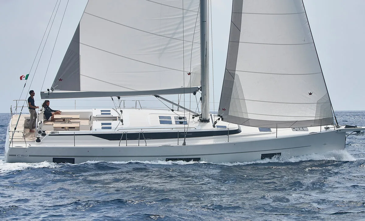 Exterior view of Naltoya, a Bavaria C50 Style sailboat at Pirovac, Croatia