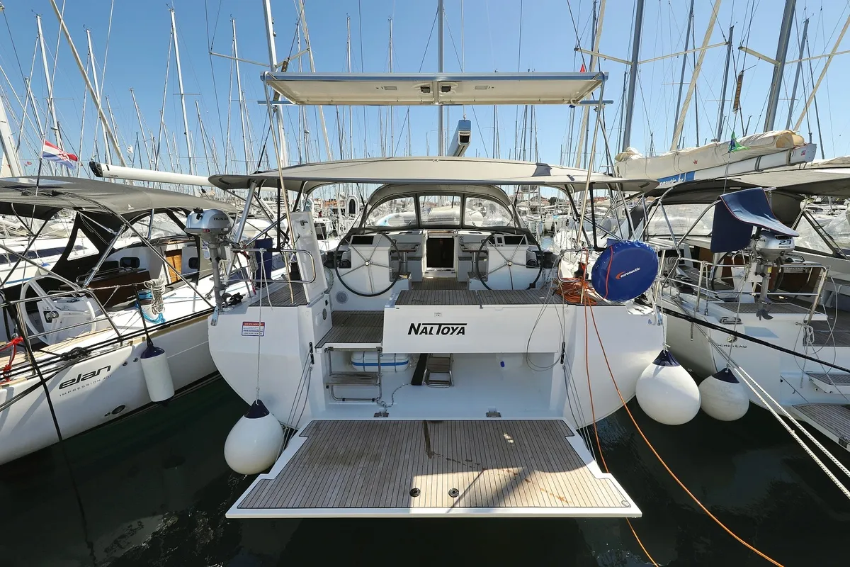 Exterior view of Naltoya, a Bavaria C50 Style sailboat at Pirovac, Croatia