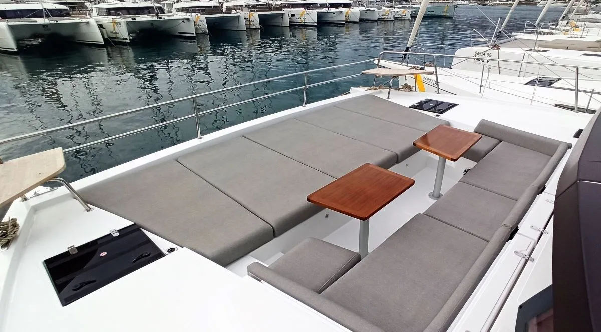 Deck of Adventure, a Bali 4.3 MY catamaran at Grad Biograd na Moru, Croatia