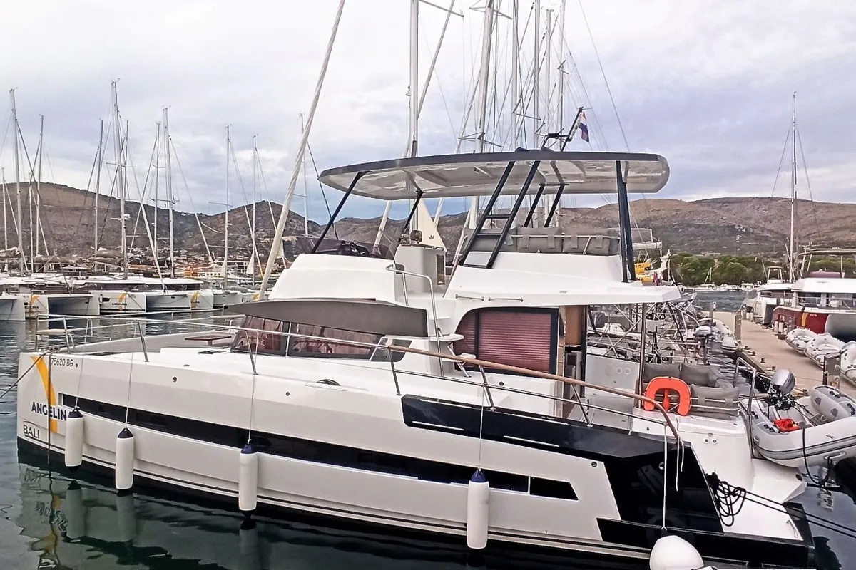 Exterior view of Adventure, a Bali 4.3 MY catamaran at Grad Biograd na Moru, Croatia